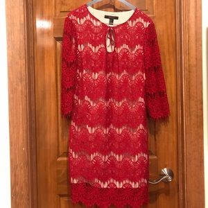 Red lace bodycon dress